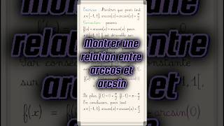 Déterminer la valeur de arccos  arcsin maths cpge pcsi mpsi [upl. by Arihsan443]