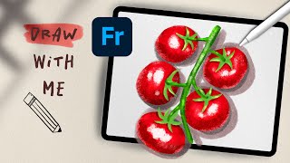 Let’s draw VineRipened Tomatoes 🍅 with Adobe Fresco Live Brushes [upl. by Nodab]