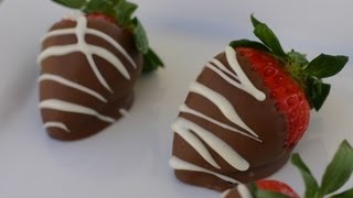 How To Make Chocolate Dipped Strawberries Drizzled With White Chocolate For Valentines Day [upl. by Muir]