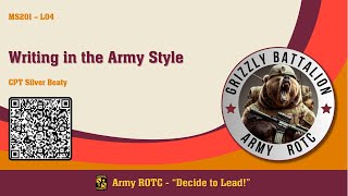 Writing in the Army Style  MSL201 Lesson 04  ROTC [upl. by Ardis]