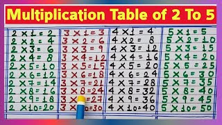 Table 2 to 5  Tables of Two to Five  25 Table  Tables  2 ka Table  Multiplication  rsgauri [upl. by Otrebogad]