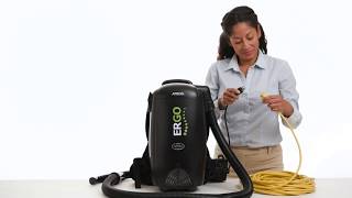 Atrix  VACBP1 HEPA Backpack Vacuum Corded 8 Quart HEPA Bag 4 Level Filtration Attachments [upl. by Ellinet320]