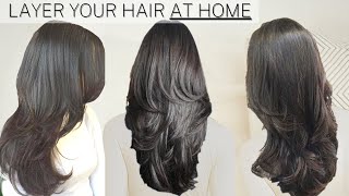 HOW I CUT AND LAYER MY HAIR AT HOME Long layers » diy long layers haircut [upl. by Lorine]