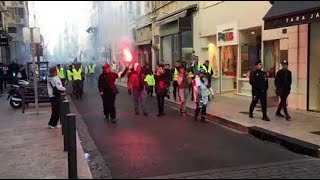 Gilets jaunes actes XVI  les manifestants descendent la rue Paradis à Marseille [upl. by Portia]