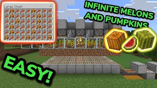 EASY 121 AUTOMATIC MELON AND PUMPKIN FARM TUTORIAL in Minecraft Bedrock MCPEXboxPS4SwitchPC [upl. by Anelagna]