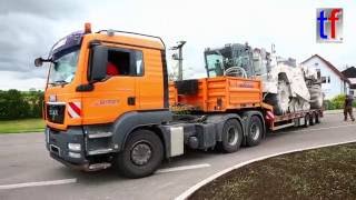 HEAVY HAULAGE Wirtgen WR 2400 amp MAN TGS Tieflader Weiler zum Stein 20062016 [upl. by Karena783]