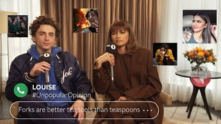 Timothée Chalamet and Zendaya analyzing unpopular opinions  CRACK [upl. by Marsh18]