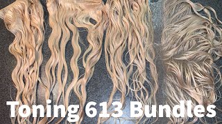 How To Tone 613 Bundles and Frontal Icy Blonde FT Monstar Hair Aliexpress [upl. by Ulund473]