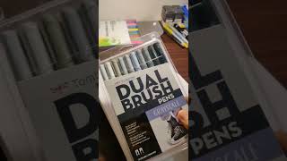 Unboxing Tombow dual brush pens grayscale brushpens brushlettering calligraphy [upl. by Nilrak]