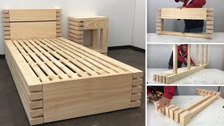 Cama de Madera Moderna de Una Plaza  Muy Fácil de hacer [upl. by Derrej]