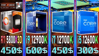 R7 5800x3d vs i9 12900K vs i7 12700k vs i5 12600k  Gaming Comparison [upl. by Valenza606]