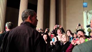 Obama Surprises Tourists At Lincoln Memorial [upl. by Hadias25]