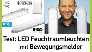 Test  Vergleich Die beste LED Feuchtraumleuchte mit Bewegungsmelder Steinel FRS20 Zalux  Eiko [upl. by Agan600]