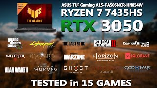 NEW ASUS TUF A15 RYZEN 7 7435HS  RTX 3050 Gaming Benchmark Test  Tested in 15 Games  RTX 3050 [upl. by Elleivap]