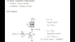 전자회로 532 Switch 역할로서의 BJT [upl. by Yssak450]