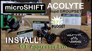 GT Aggressor Pro gets microSHIFT Acolyte 8spd Groupset 1246t Install  Pedals amp Grips [upl. by Dalton529]