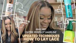 MAILAHUPDATED TECHNIQUES ON HOW TO LAY LACEOUTRE PERFECT HAIRLINE 13×6 SYNTHETIC LACE FRONTAL WIG [upl. by Akimaj514]