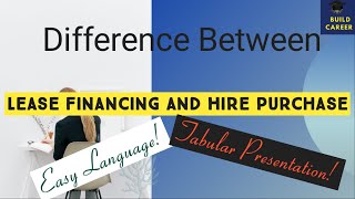 Difference Between Lease Financing and Hire PurchaseLeasing Vs Hire Purchase Buildcareer [upl. by Yecal977]