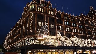 HARRODS Outside lights Window Displays amp Christmas Food For 2022 [upl. by Ahsitniuq294]