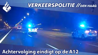 Achtervolging van bestuurder in personenauto eindigt op de A12 [upl. by Asirehc]