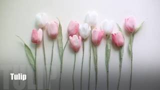 How to make Crepe Paper Flower  Tulips easy amp simple [upl. by Ffirahs868]