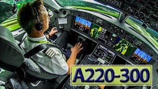 Piloting the new AIRBUS A220 out of London [upl. by Ahsenauj988]