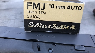 10mm Auto 10x25mm 180gr FMJ SB10A Sellier and Bellot Velocity Test [upl. by Gerard]