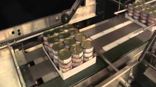 Packaging Food Cans Into a Tray with Shrink Film Overwrap [upl. by Adnolat]