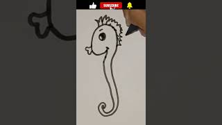 Seahorse Drawing Easy Tutorial for Kids amp Beginners [upl. by Bopp]