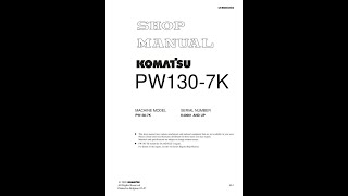 Komatsu PW1307K K40001 amp Up  UEBM002800 Service manual [upl. by Ahsinahs]