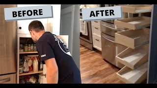 How To Install Sliding Shelves In Kitchen Pantry Cabinet [upl. by Ruttger]