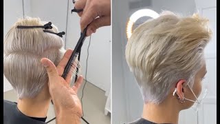 Short Pixie Haircut and Hairstyle for women  Very Short layered cutting tips amp techniques [upl. by Candide930]