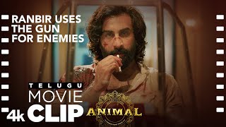 ANIMAL TELUGU SCENE 13 Ranbir Uses The Gun For Enemies😲🔥  Ranbir K Rashmika Sandeep V [upl. by Robinette]