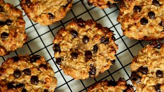 SIN harinas SIN aceites Galletas saludables de avena y chips de chocolate con 4 ingredientes 🍪 [upl. by Urba658]