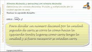 Números decimales división por la unidad seguida de ceros [upl. by Otrebcire22]