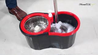 GPCT1883  360° Stainless Steel Spin Mop Wringer Bucket Set w Easy Press Handle amp 2 Mop Heads [upl. by Roede874]