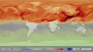 Een jaar aan CO2 concentraties over de aarde [upl. by Jerrie]