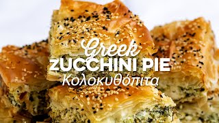 Greek Zucchini Pie Kolokithopita  Courgette Pie  Supergolden Bakes [upl. by Nimaj]