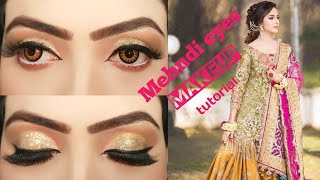 golden green eyes makeup tutorial for brown eyes mehndi bridal eyes makeup tutorial for beginners [upl. by Cutcliffe]