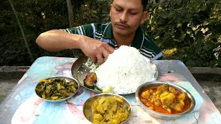 Bhaat er Poriman Kom Hole  Lunch er Moja Thake Na  Huge Rice with Matar amp Khesari Spinach [upl. by Yorled]