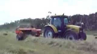 Hay baling square baler and cat [upl. by Flosi]