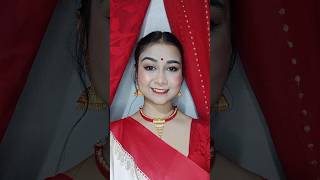 Ashtami r saj♥️✨Durga puja look 4 durgapujaastamilookviralshort transitionlookbengalilookviral [upl. by Etteniotnna495]