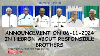 Announcement on 06112024 in Hebron about responsible brothers [upl. by Amat]