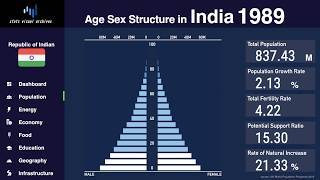 India  Changing of Population Pyramid amp Demographics 19502100 [upl. by Ylenaj828]