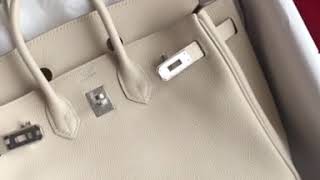 Hermes Birkin 25 Togo Craie [upl. by Annayhs202]