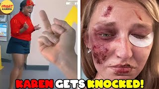 Karen Gets PUNCHED Racist And Getting INSTANT KARMA  Karen Gets Knocked By Karma [upl. by Christean59]