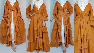 Most trendy Three layer Abaya cutting and stitchingLatest abaya designingmaxi dress burqa design [upl. by Mose]