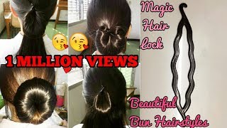 Easy Bun Hairstyles for Long hair  Made by Magic hair lock  One minute Hairstyles [upl. by Erie83]