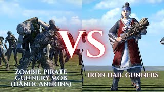 WARHAMMER III Total War  Zombie Pirate Deckhands Mob Handcannons VS Iron Hail Gunners [upl. by Antonia57]