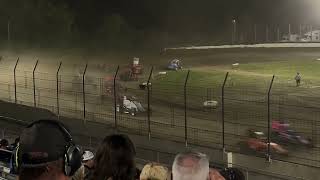 Feature Race for Wingless Sprints big crash part 13 6152024 at Wilmot Raceway [upl. by Ahsitan368]